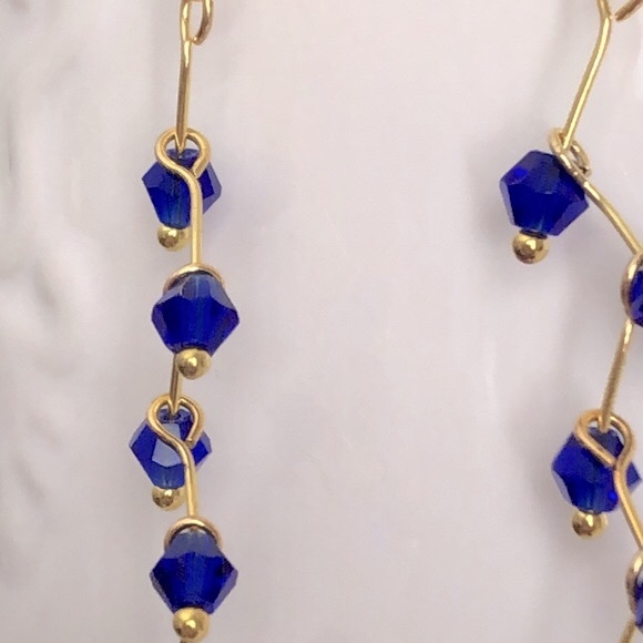 New Glass Crystal Cascade Vine Dangling Handmade 18k gold plated hook Earrings - Picture 4 of 7